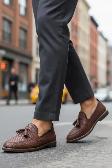 Mocasini barbati maro, tapla subtire, piele eco, comozi 12217 N15-3